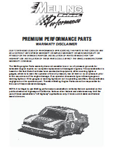 Premium Performance Parts Warranty Disclaimer