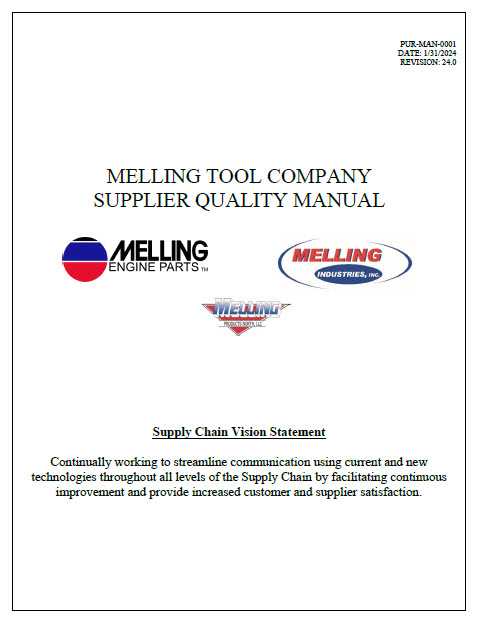 Melling Tool Company Supplier Manual. 